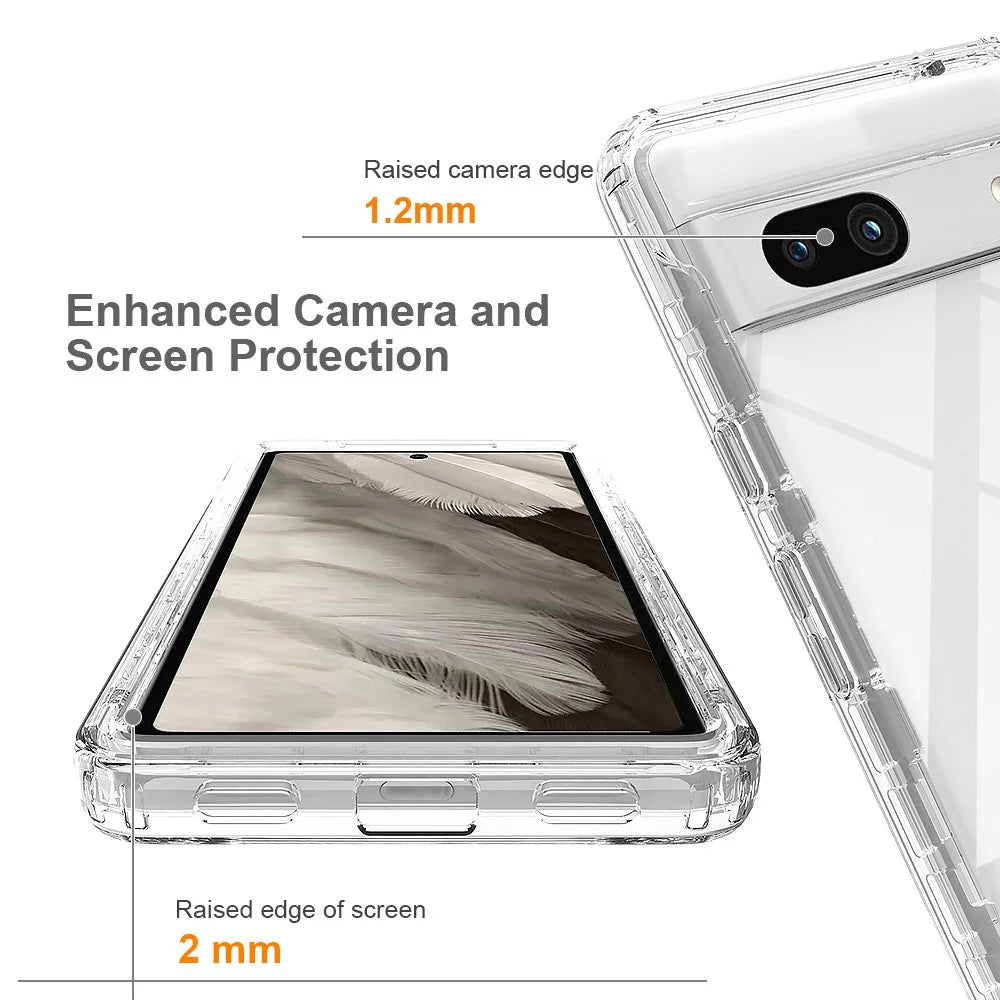 Phone Case for Google Pixel 7a PC+TPU Gradient Color Cell Phone Shell with PET Screen Protector - Transparent - 4