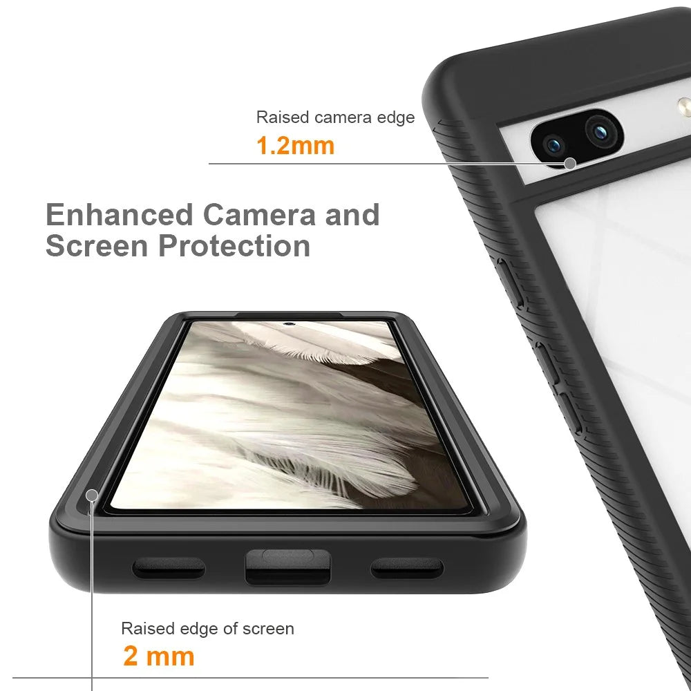 3-in-1 Phone Case for Google Pixel 7a Shockproof Detachable Phone Case with PET Screen Protector - Black - 4