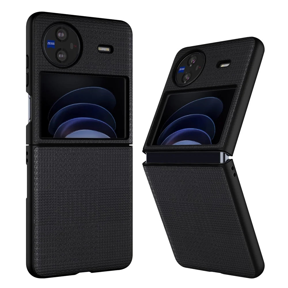 VILI TH Series Drop-proof Case for vivo X Flip PU Leather Coated PC+TPU Protective Cellphone Cover - Black - 1