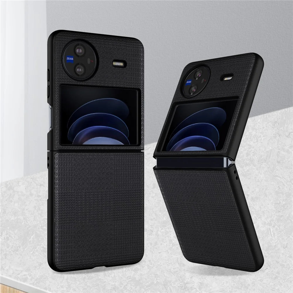 VILI TH Series Drop-proof Case for vivo X Flip PU Leather Coated PC+TPU Protective Cellphone Cover - Black - 2