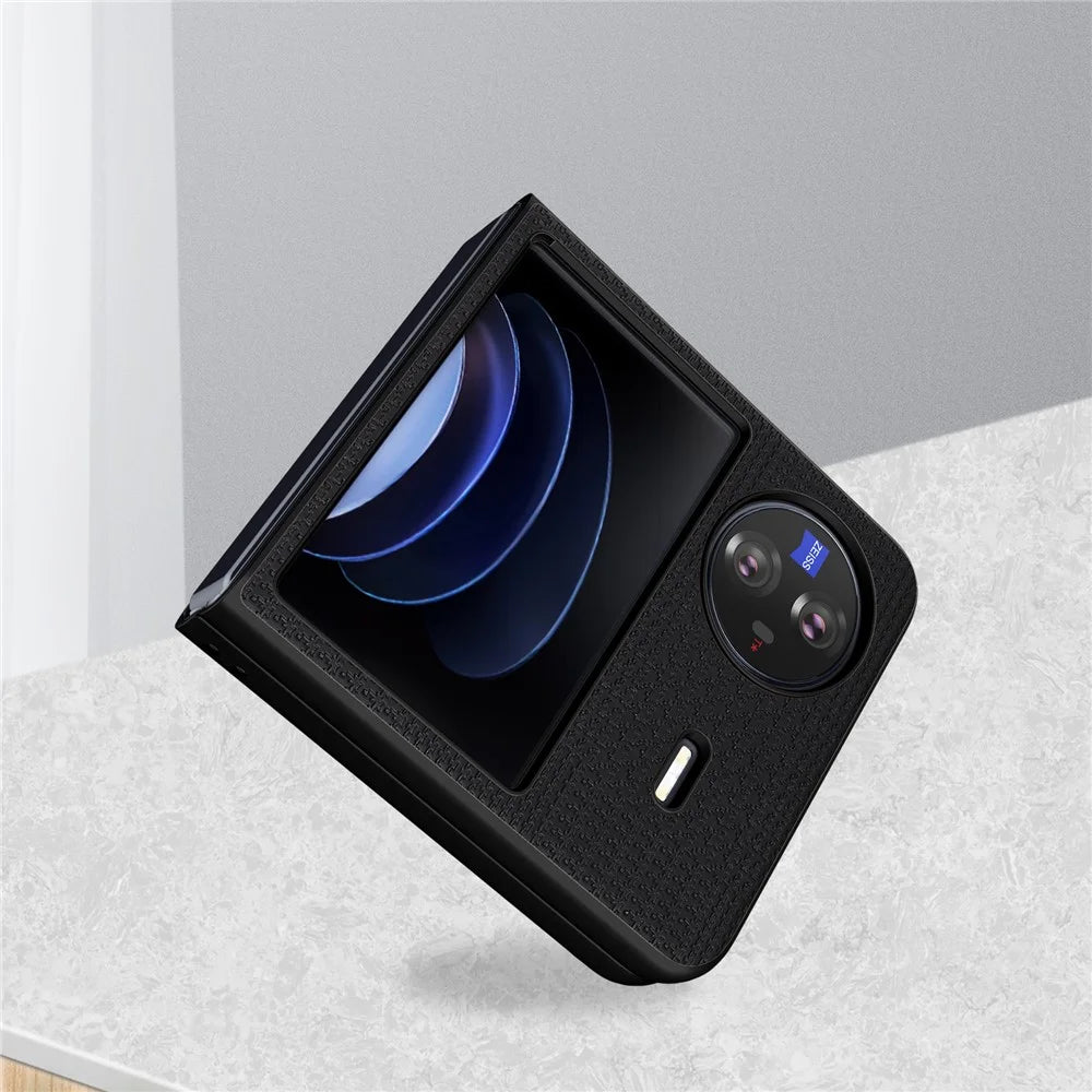 VILI TH Series Drop-proof Case for vivo X Flip PU Leather Coated PC+TPU Protective Cellphone Cover - Black - 3