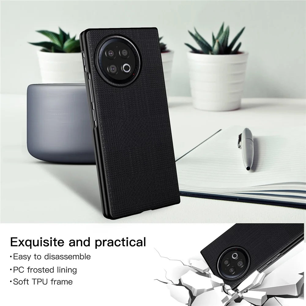 VILI TH Series For vivo X Fold2 Shockproof Case PU Leather Coated PC+TPU Protective Cellphone Cover - Black - 3