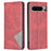 For Google Pixel 8 Pro Imprinted Line Phone Case Stand Leather Card Holder Phone Cover - Red - 1