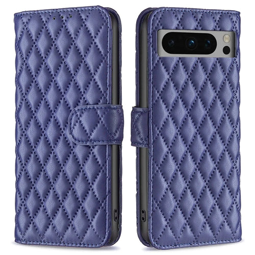 BINFEN COLOR BF Style-14 for Google Pixel 8 Pro Imprinted PU Leather Anti-drop Phone Case Wallet Stand Cover - Blue - 1