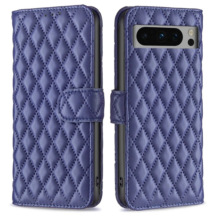 BINFEN COLOR BF Style-14 for Google Pixel 8 Pro Imprinted PU Leather Anti-drop Phone Case Wallet Stand Cover - Blue - 1