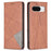 For Google Pixel 8 Stand Card Holder Imprinted Line Phone Case Drop Protection Leather Phone Cover - Brown - 1