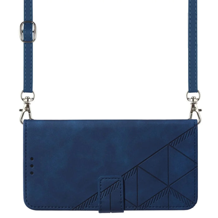For Sony Xperia 10 V Leather Case with Shoulder Strap Wallet Stand Phone Cover - Sapphire - 6
