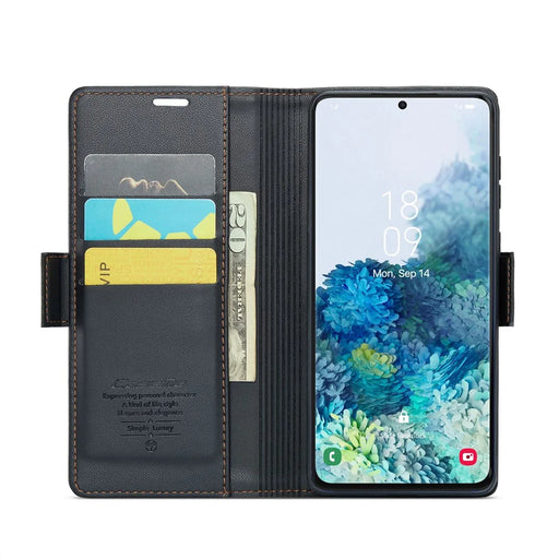 For Samsung Galaxy S20 Plus 5G / 4G Leather Case CASEME 023 RFID Blocking 3 Card Slot Mobile Cover - Black - 2