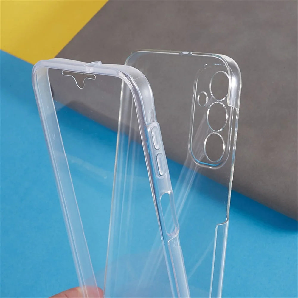 For Samsung Galaxy A24 4G (162.1 x 77.6 x 8.3mm) Shockproof Phone Case TPU Frame + Acrylic Back + PET Screen Protector Clear Cover - 6