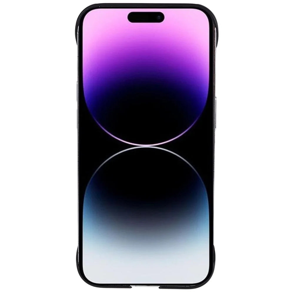 For iPhone 14 Pro Frameless Hard PC Cover Skin-Touch Rubberized Phone Case - Black - 2