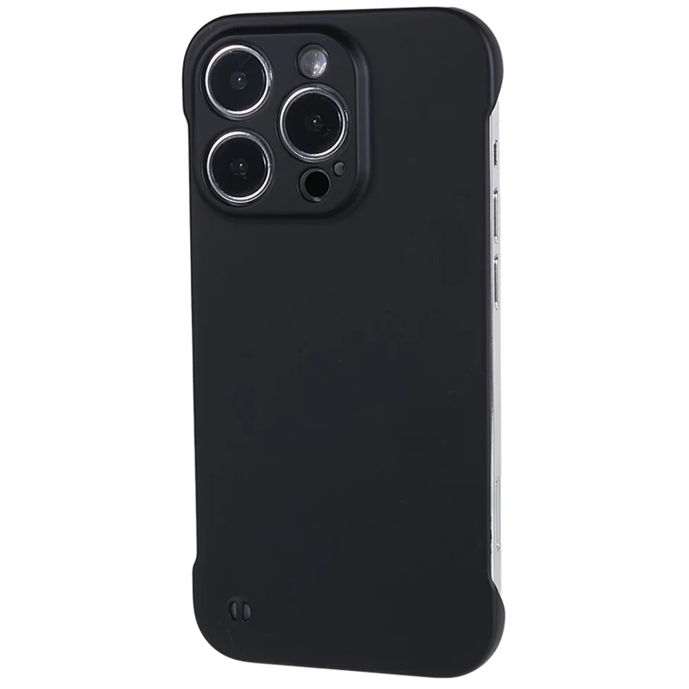 For iPhone 14 Pro Frameless Hard PC Cover Skin-Touch Rubberized Phone Case - Black - 3
