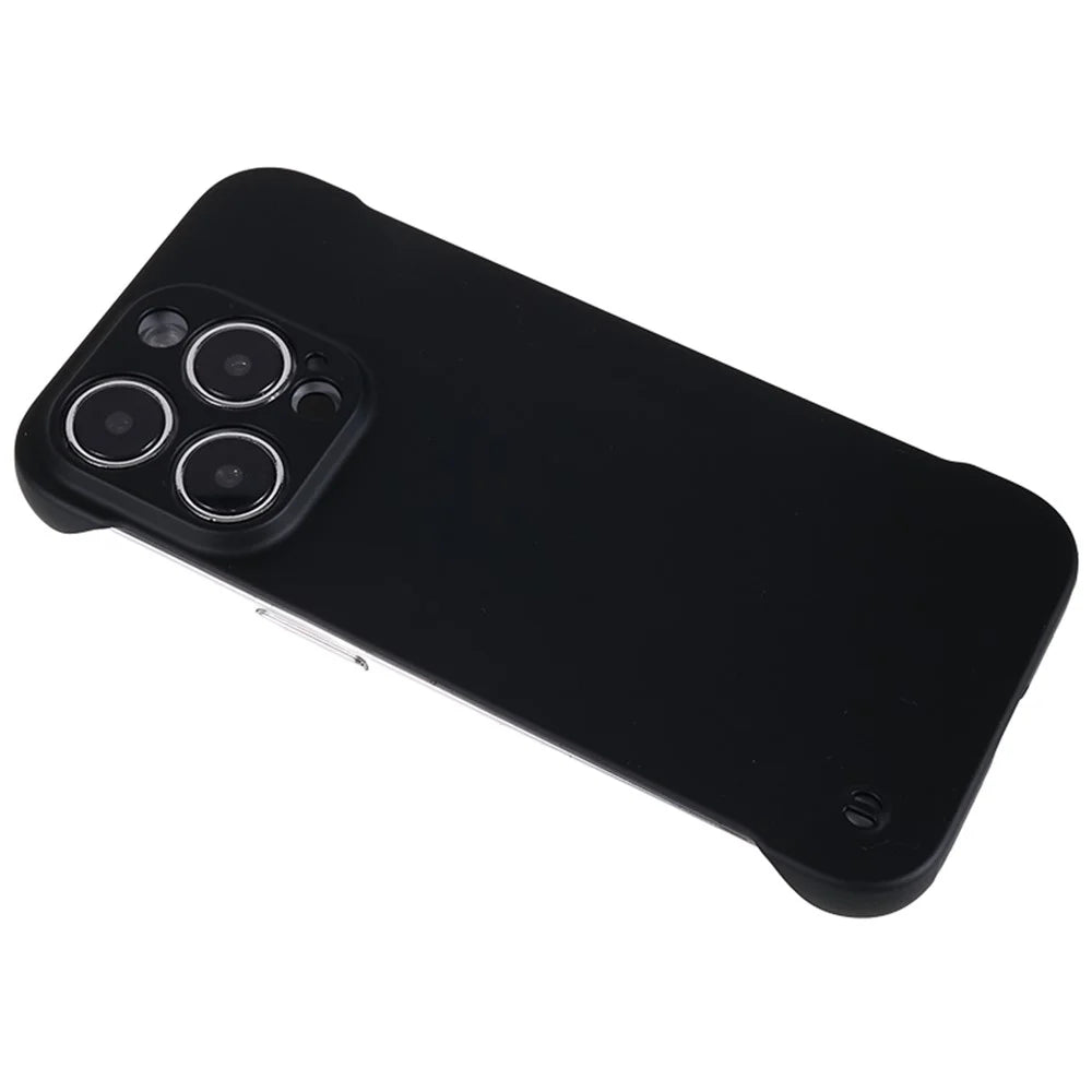 For iPhone 14 Pro Frameless Hard PC Cover Skin-Touch Rubberized Phone Case - Black - 4