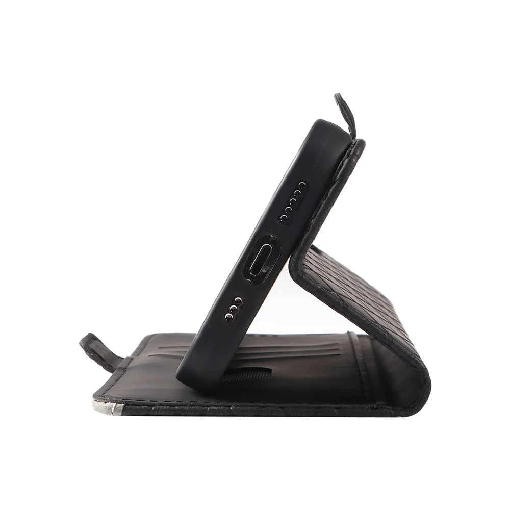 For iPhone 6 / 6s / 7 / 8 / SE (2020) / SE (2022) Rhombus Imprinted Stand Cover Color Splicing Phone Leather Wallet Case - Black - 6