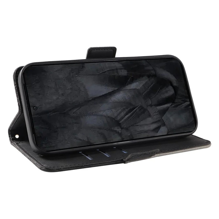 For Google Pixel 8 Pro Rhombus Imprinted Phone Case Stand Wallet Leather Phone Cover - Black - 3