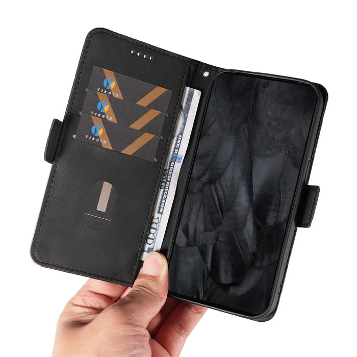 For Google Pixel 8 Pro Rhombus Imprinted Phone Case Stand Wallet Leather Phone Cover - Black - 5