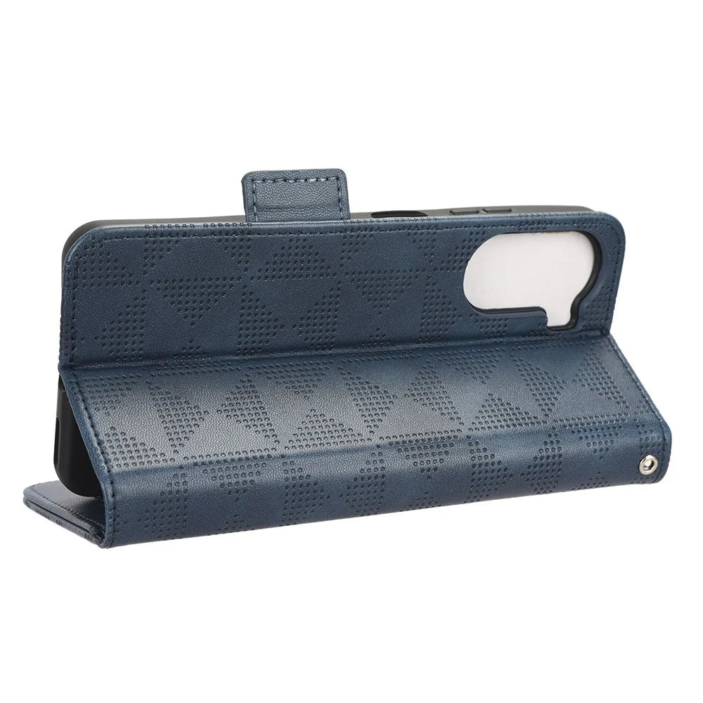 Phone Cover for ZTE Axon 40 Lite Imprinted Triangle Stand Shell PU Leather Wallet Case - Blue - 3