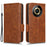 For Realme 11 Pro 5G / 11 Pro+ 5G Imprinted Triangle Phone Cover Stand Shell Dustproof PU Leather Wallet Case - Brown - 1
