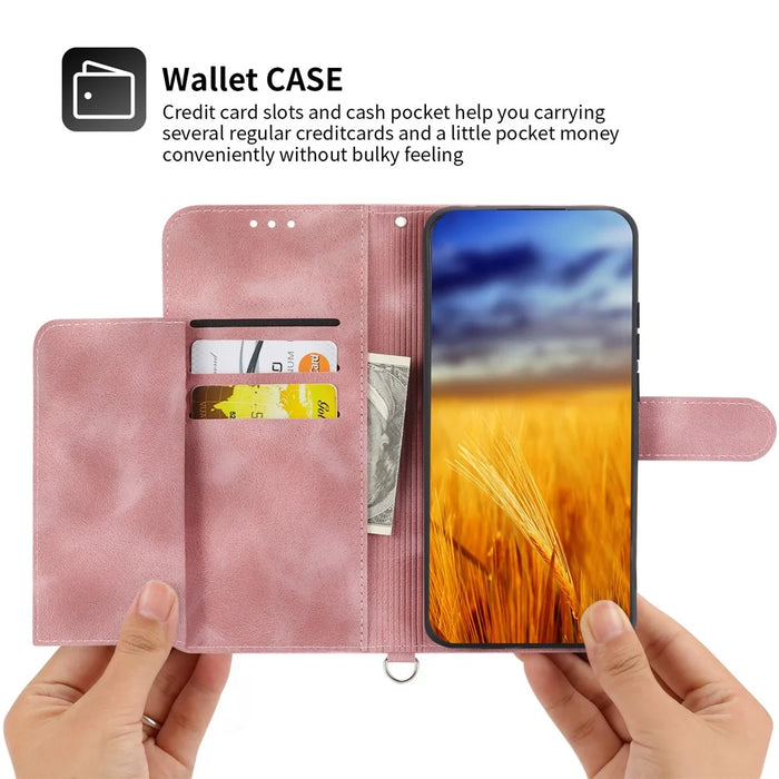 Protective Case for Realme 11 Pro 5G Imprinted Flower PU Leather Cover Skin-Touch Wallet Phone Shell with Strap - Pink - 4