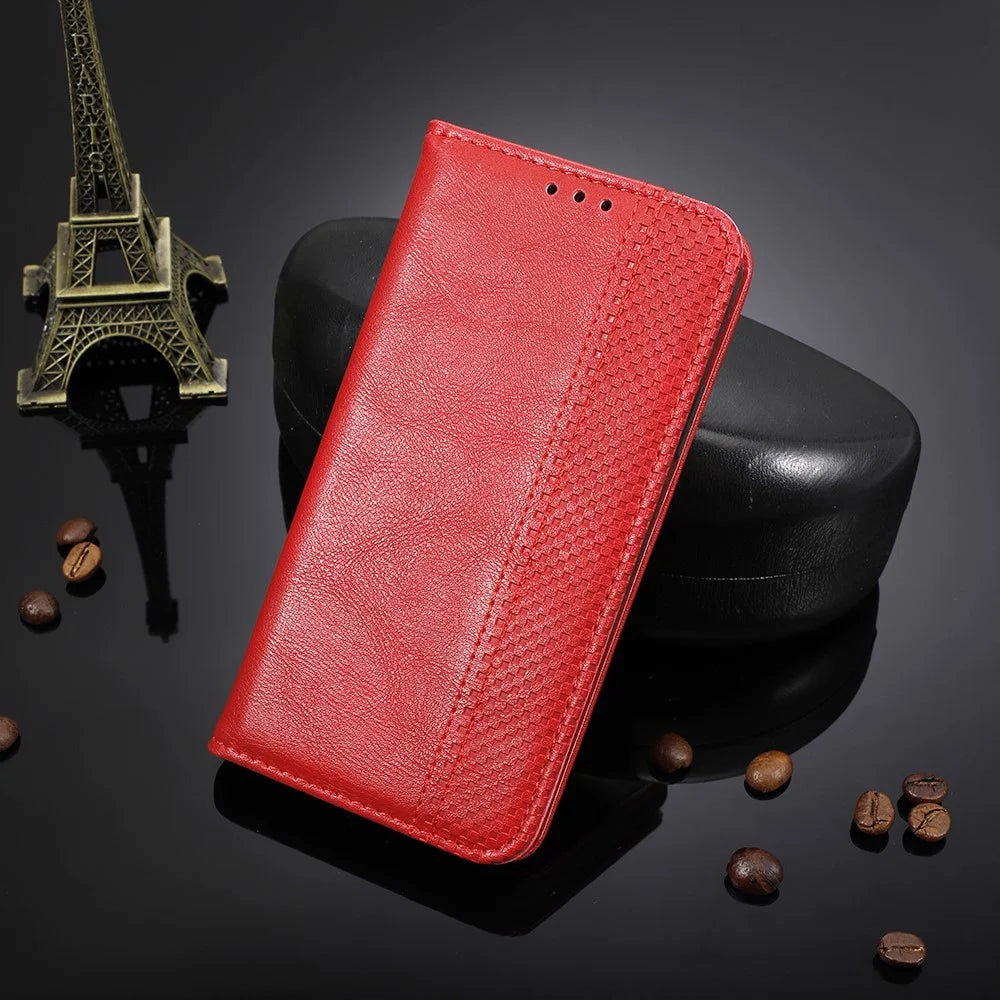 For Infinix Note 30i 4G Anti-Scratch Phone Cover Magnetic PU Leather Retro Stand Wallet Phone Case - Red - 5