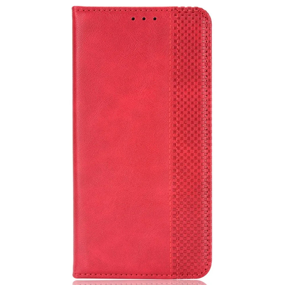 For Infinix Note 30i 4G Anti-Scratch Phone Cover Magnetic PU Leather Retro Stand Wallet Phone Case - Red - 7