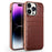 QIALINO Shockproof Phone Case for iPhone 14 Pro Max Anti-Drop Genuine Cow Leather TPU Cover Compatible with MagSafe Charger - Brown - 1