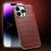 QIALINO Shockproof Phone Case for iPhone 14 Pro Max Anti-Drop Genuine Cow Leather TPU Cover Compatible with MagSafe Charger - Brown - 3