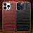 QIALINO Shockproof Phone Case for iPhone 14 Pro Max Anti-Drop Genuine Cow Leather TPU Cover Compatible with MagSafe Charger - Brown - 6