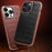 QIALINO Shockproof Phone Case for iPhone 14 Pro Max Anti-Drop Genuine Cow Leather TPU Cover Compatible with MagSafe Charger - Brown - 7