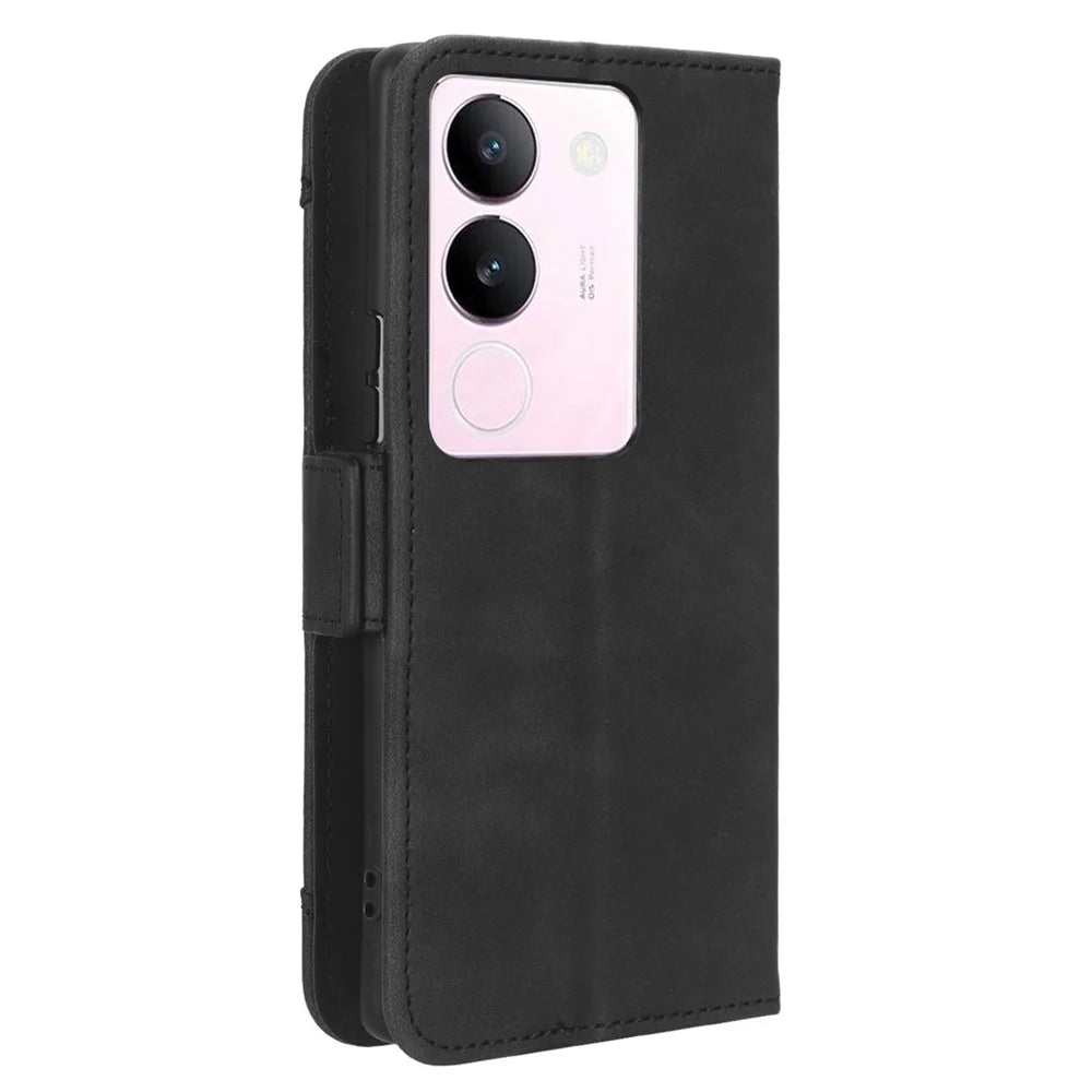 For vivo V29 5G / S17 5G / S17 Pro 5G / S17t 5G Multiple Card Slots PU Leather Phone Cover Foldable Stand Case Wallet Phone Shell - Black - 7