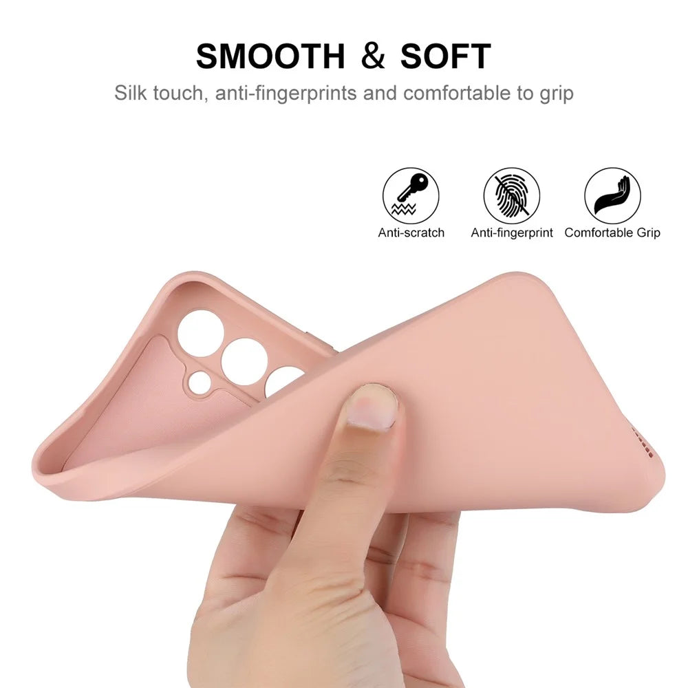 ENKAY HAT PRINCE For Samsung Galaxy A54 5G Anti-Dust Phone Case Precise Cutout Straight Edge Liquid Silicone Cover - Pink - 3