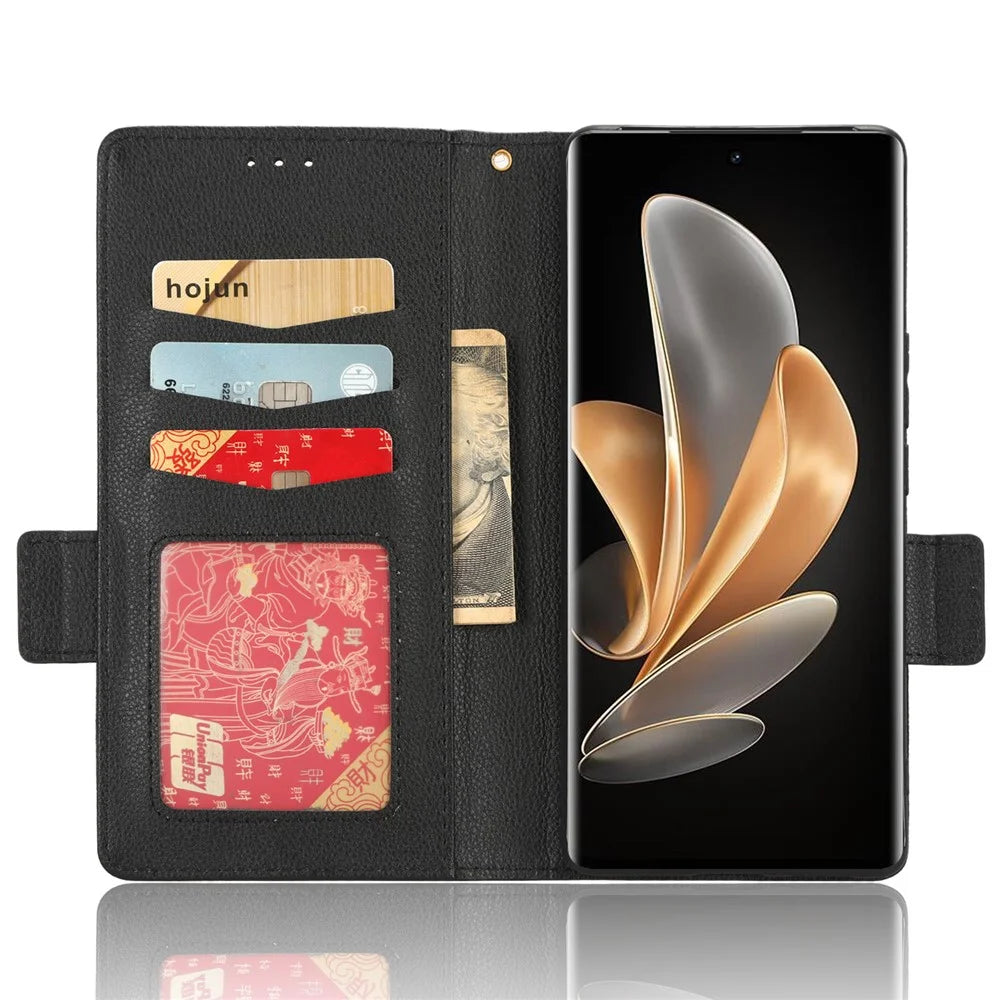 For vivo V29 5G / S17 5G / S17 Pro 5G / S17t 5G Litchi Texture Phone Case Wallet Stand Magnetic Closure PU Leather Phone Cover - Black - 2