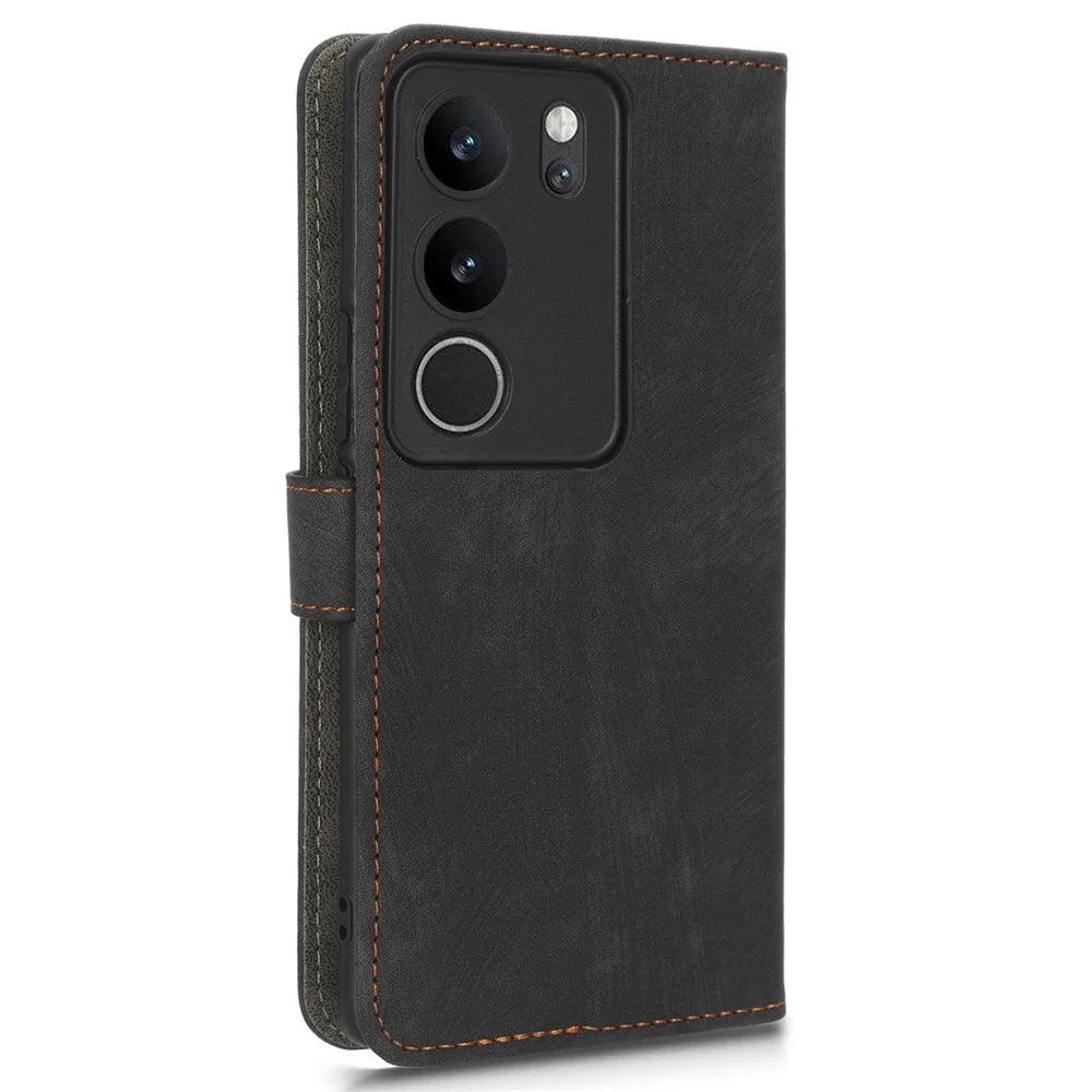 For vivo V29 5G / S17 5G / S17 Pro 5G / S17t 5G Shockproof Phone Cover RFID Blocking PU Leather+TPU Stand Phone Case Wallet - Black - 7