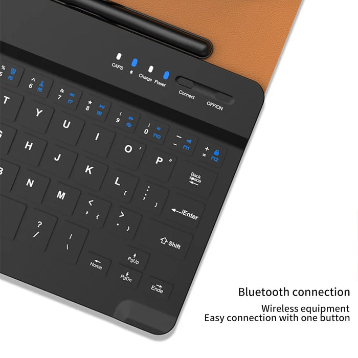For Samsung Galaxy Fold / Z Fold Series PU Leather Case Adjustable Kickstand Cover with Bluetooth-compatible Keyboard + Mouse - Brown - 4