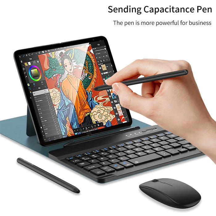 For Samsung Galaxy Fold / Z Fold Series PU Leather Case Adjustable Kickstand Cover with Bluetooth-compatible Keyboard + Mouse - Brown - 6