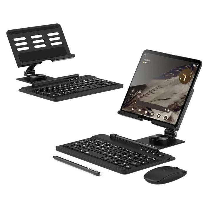 GKK For Samsung Galaxy Fold / Z Fold Series Foldable Desk Stand Holder with Bluetooth-compatible Keyboard + Mouse + Stylus - Black - 1
