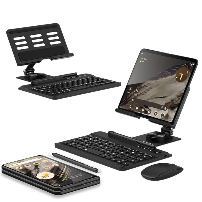 GKK For Samsung Galaxy Fold / Z Fold Series Foldable Desk Stand Holder with Bluetooth-compatible Keyboard + Mouse + Stylus - Black - 2