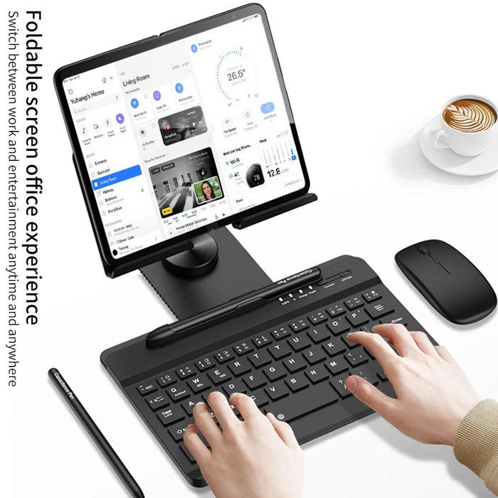 GKK For Samsung Galaxy Fold / Z Fold Series Foldable Desk Stand Holder with Bluetooth-compatible Keyboard + Mouse + Stylus - Black - 3