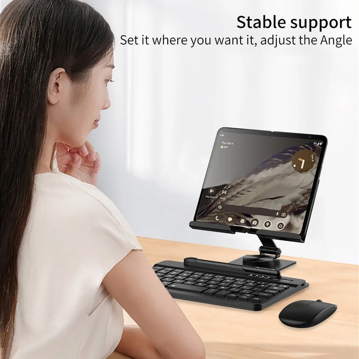 GKK For Samsung Galaxy Fold / Z Fold Series Foldable Desk Stand Holder with Bluetooth-compatible Keyboard + Mouse + Stylus - Black - 7