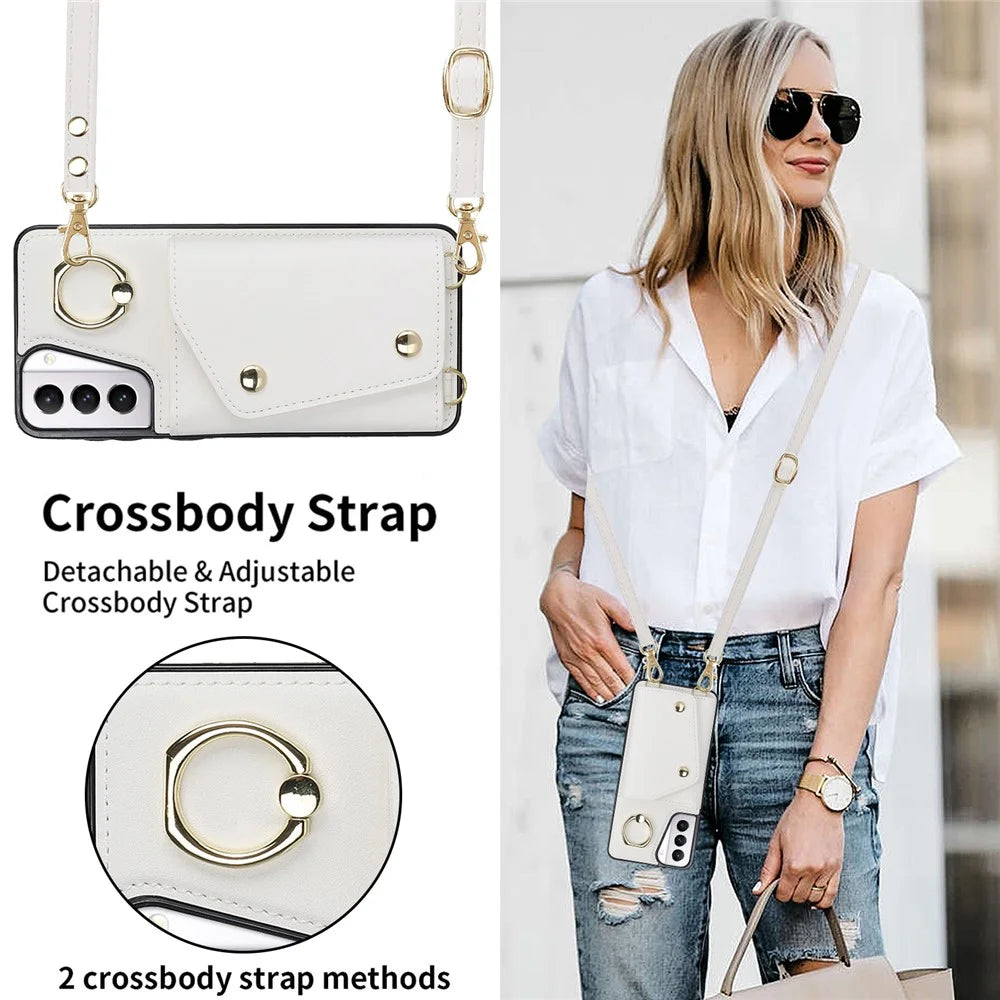 For Samsung Galaxy S21 4G / 5G Kickstand Case Zipper Wallet PU Leather Coated TPU Crossbody Phone Cover - White - 7