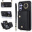 For Samsung Galaxy A54 5G Zipper Wallet Leather Coated TPU Case Rotary Ring Kickstand Phone Cover - Black - 1