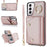 For Samsung Galaxy S21+ 5G Zipper Wallet Ring Kickstand Case PU Leather Coated TPU Phone Cover - Rose Gold - 1