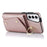 For Samsung Galaxy S21+ 5G Zipper Wallet Ring Kickstand Case PU Leather Coated TPU Phone Cover - Rose Gold - 3