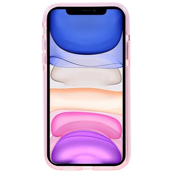 For iPhone 11 Transparent PC+TPU Phone Case Drop Protection Back Cover - Transparent Pink - 2