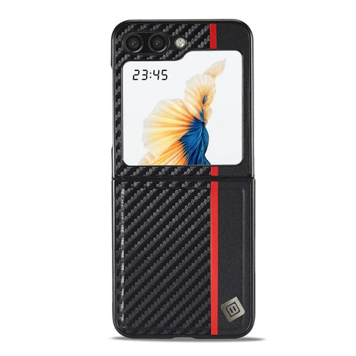 LC.IMEEK For Samsung Galaxy Z Flip5 5G Carbon Fiber Texture Phone Case PU Leather+PC Shockproof Cover - 2