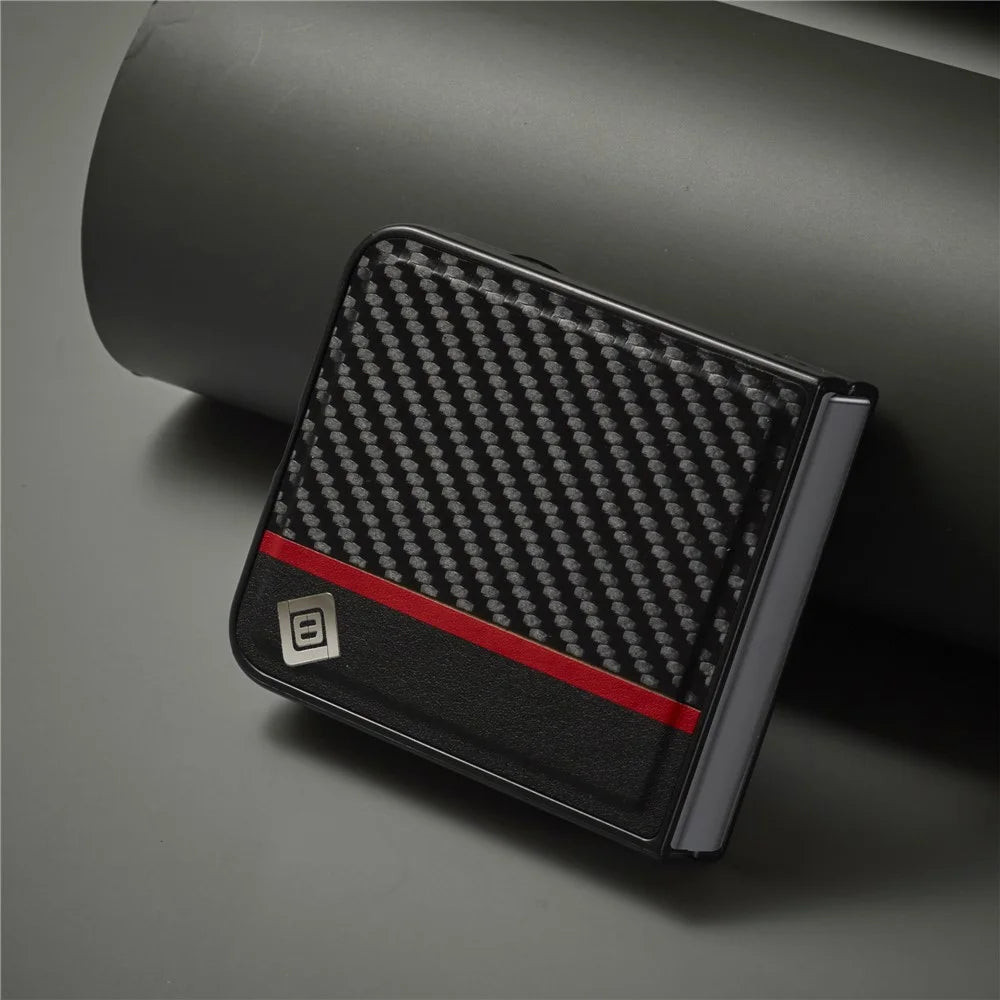 LC.IMEEK For Samsung Galaxy Z Flip5 5G Carbon Fiber Texture Phone Case PU Leather+PC Shockproof Cover - 7
