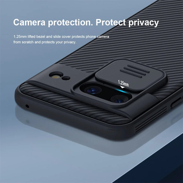 NILLKIN CamShield Pro Series for Google Pixel 8 Cell Phone Case PC+TPU Cover with Slide Camera Protector - Black - 6