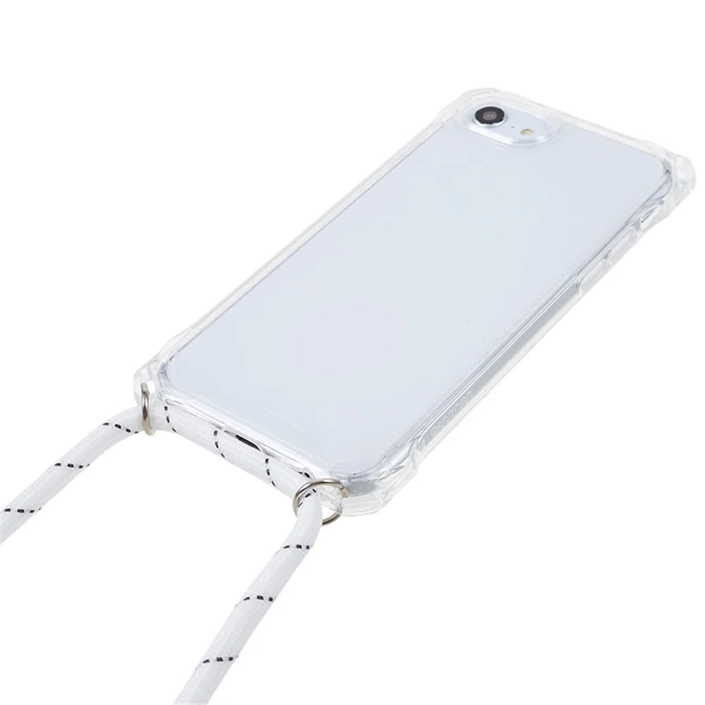 For iPhone 7 / 8 / SE (2020) / SE (2022) Drop-proof Phone Case Transparent Acrylic Back + TPU Phone Cover with Lanyard - Transparent - 2