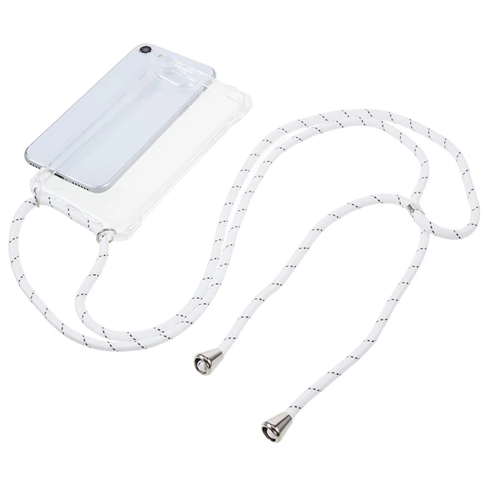 For iPhone 7 / 8 / SE (2020) / SE (2022) Drop-proof Phone Case Transparent Acrylic Back + TPU Phone Cover with Lanyard - Transparent - 4