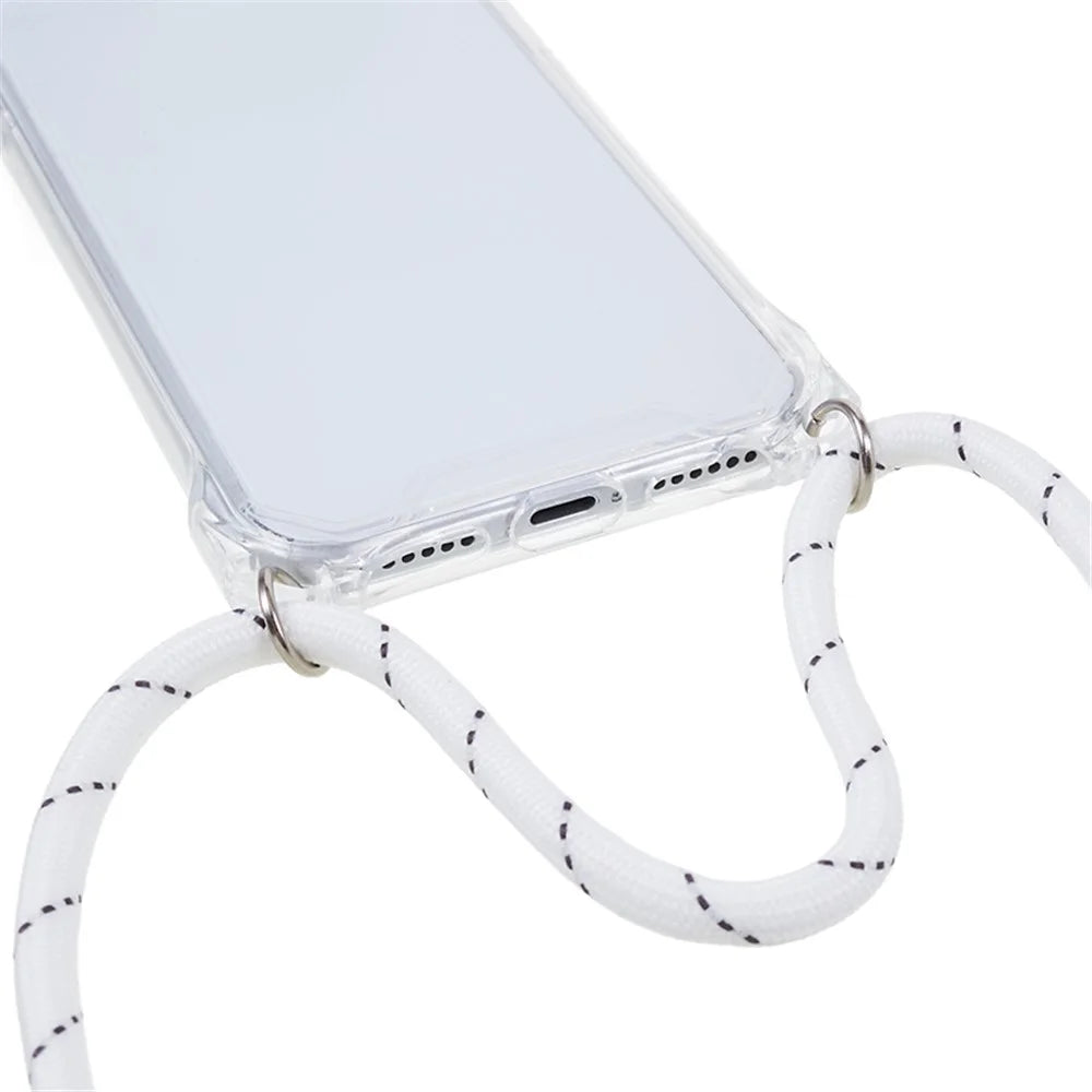 For iPhone 7 / 8 / SE (2020) / SE (2022) Drop-proof Phone Case Transparent Acrylic Back + TPU Phone Cover with Lanyard - Transparent - 5