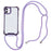 For iPhone 11 Clear Acrylic + TPU Phone Case Four Corners Shock Absorption Cover with Lanyard - Purple Frame - 1